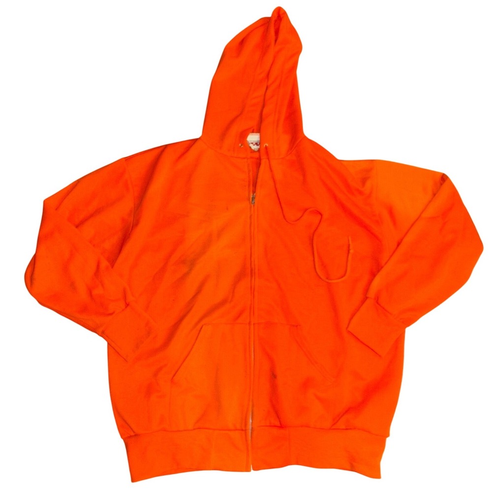 Vintage Bassett-Walker Orange Thermal Zip Up Hoodie USA Made Mens Chest 54-56